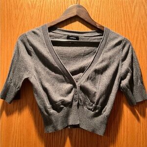 Express Charcoal Buttoned Cropped Cardigan